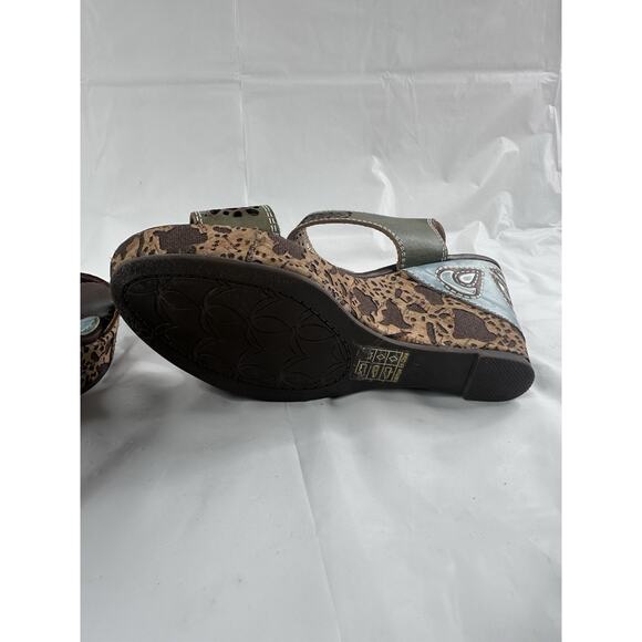 Spring Step L’Artiste Q Allura-Sky Blue Wedge Sandals Leather Sz 38 US 7-7.5 - Picture 6 of 7